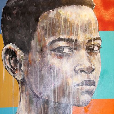 Bild vergr&ouml;&szlig;ern: Der K�nstler Sami Gebremariam stellt derzeit seine Bilder im Weltladen Attendorn aus.