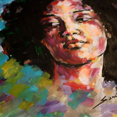 Bild vergr&ouml;&szlig;ern: Der K�nstler Sami Gebremariam stellt derzeit seine Bilder im Weltladen Attendorn aus.