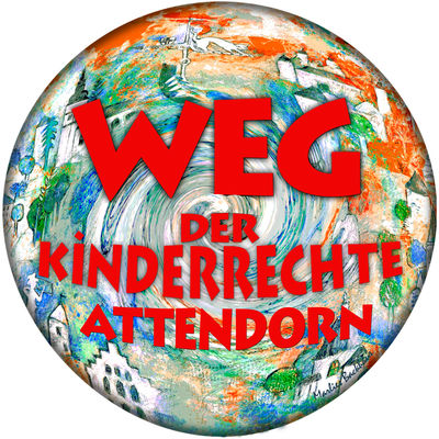 Bild vergr&ouml;&szlig;ern: Weltkugel mit dem Schriftzug Weg der Kinderrechte Attendorn