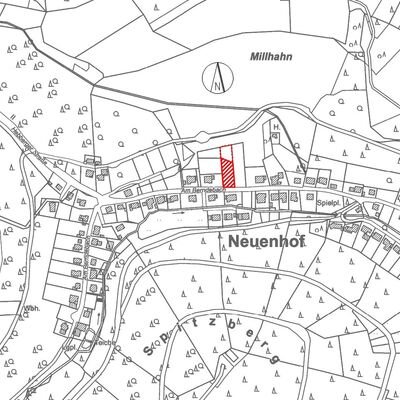 Bild vergr&ouml;&szlig;ern: Bebauungsplan Neuenhof mit rot markierter Baul�cke