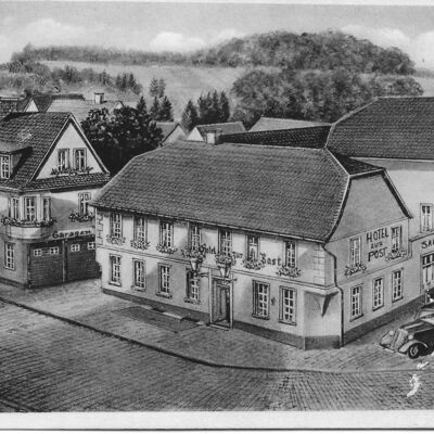 Bild vergr&ouml;&szlig;ern: Alte Ansichtskarte eines Hotels.