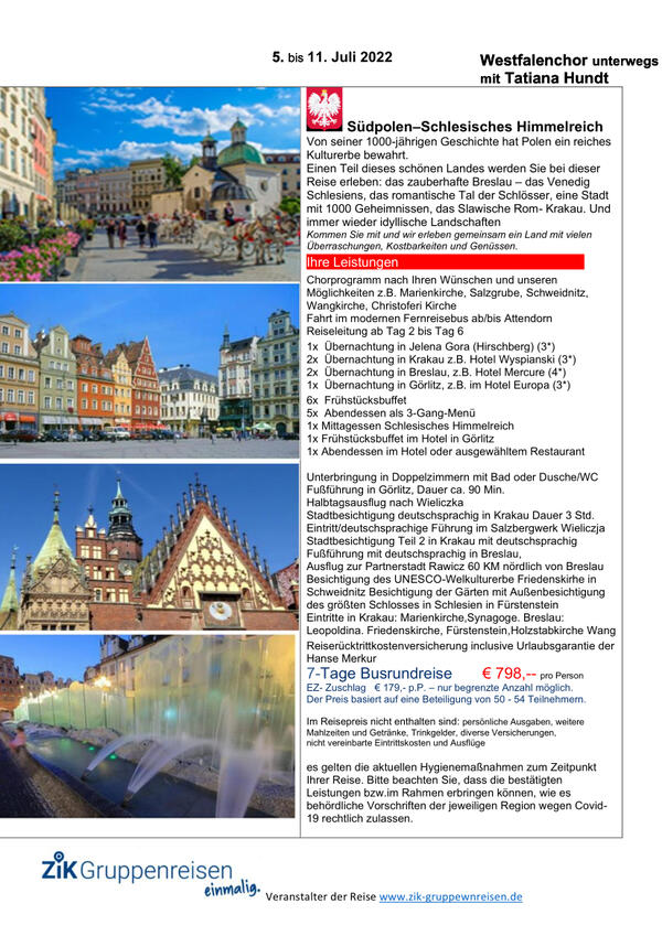 Bild vergr&ouml;&szlig;ern: Das Programm einer mehrt�gigen Bustour nach S�dpolen.